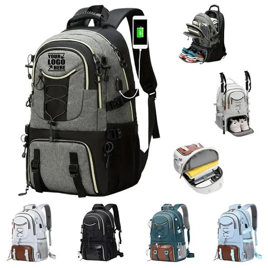 Large capacity hiking backpack with independent shoe cabinet