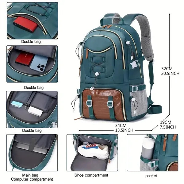Large capacity hiking backpack with independent shoe cabinet