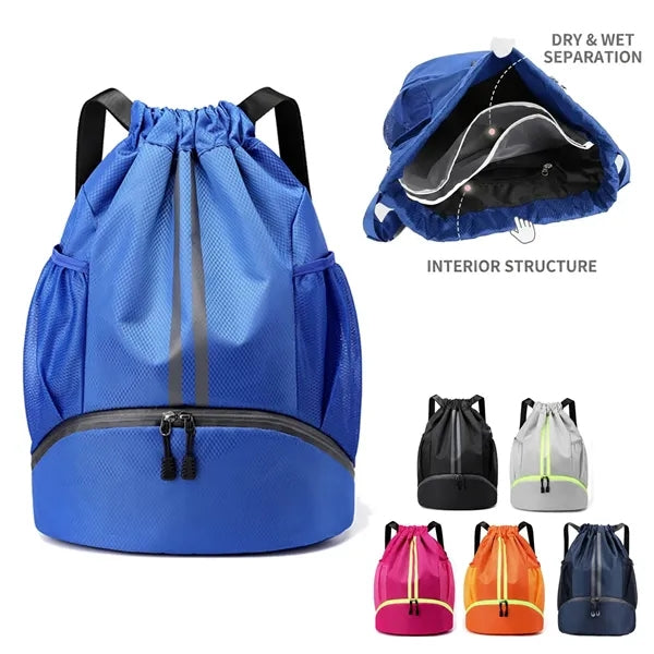 Drawstring Backpack with Shoe Compartment
