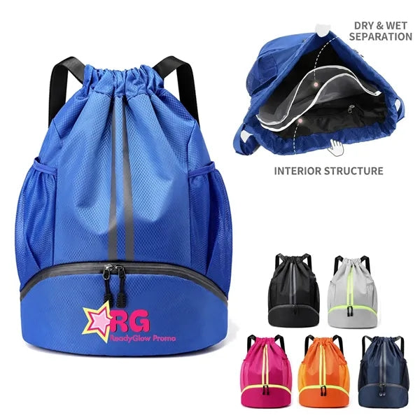 Drawstring Backpack with Shoe Compartment