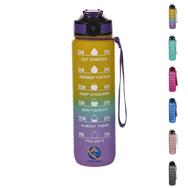 32oz Sports Water Bottle with Time Marker and Leak
