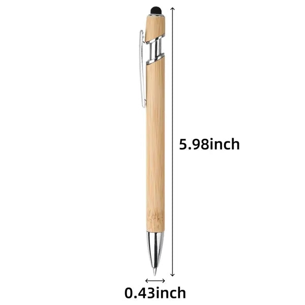 Eco-Friendly Retractable Bamboo Stylus Ballpoint Pen