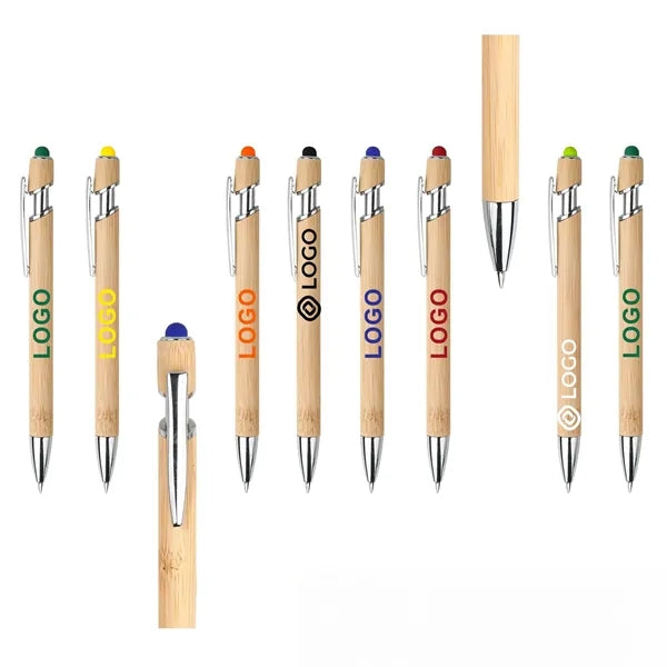 Eco-Friendly Retractable Bamboo Stylus Ballpoint Pen