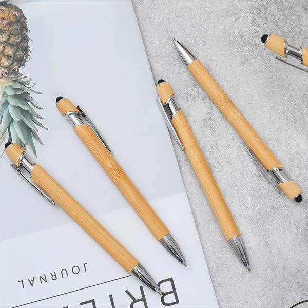 Eco-Friendly Retractable Bamboo Stylus Ballpoint Pen