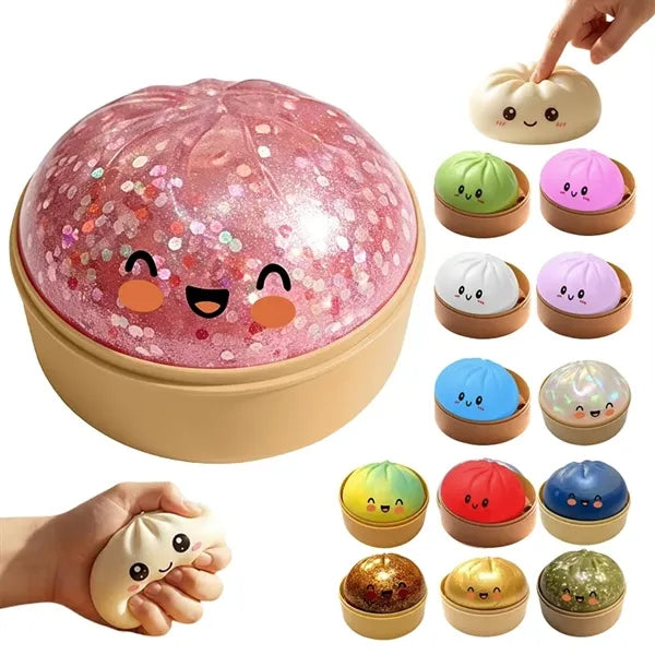 Glitter Dumpling Fidget Toy with Steamer Box