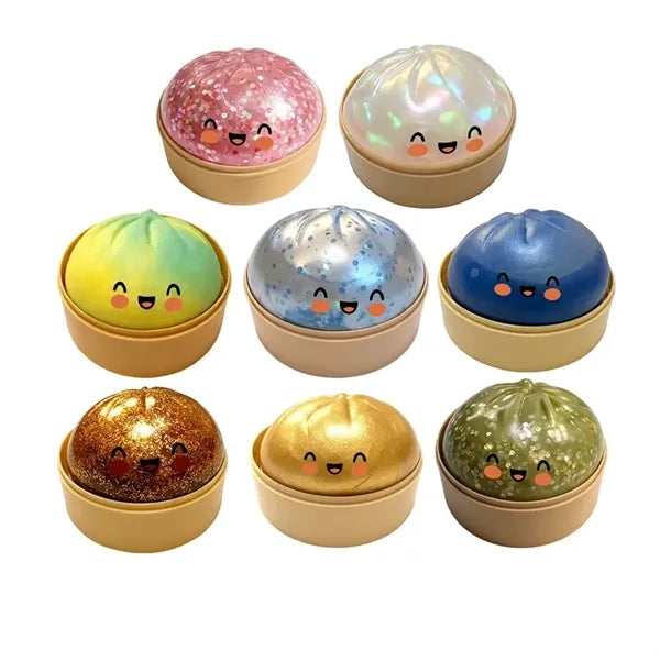 Glitter Dumpling Fidget Toy with Steamer Box