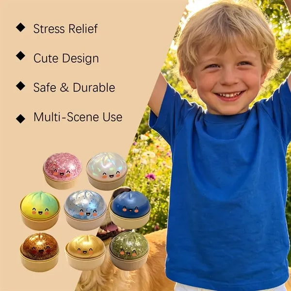 Glitter Dumpling Fidget Toy with Steamer Box