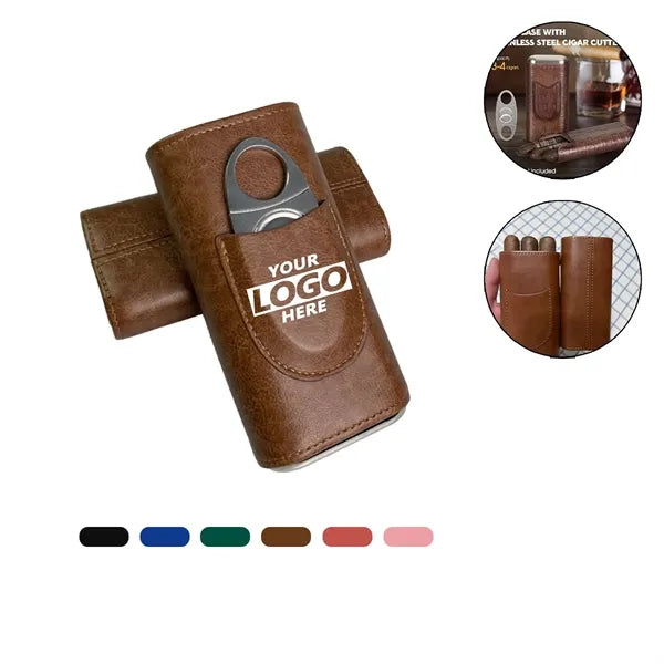 Cigar Travel Case Three Leather Humidor Gift Men