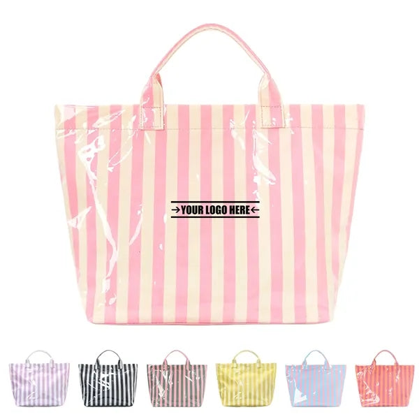 Large capacity lightweight striped tote bag