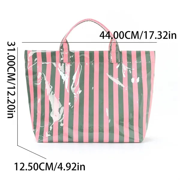 Large capacity lightweight striped tote bag