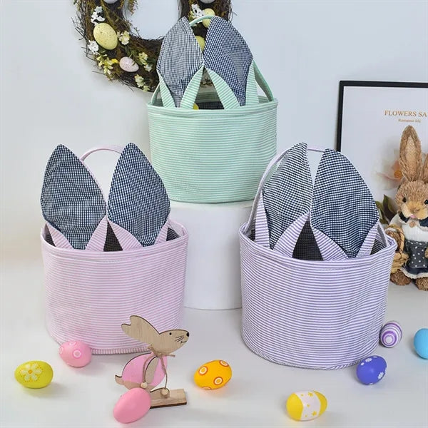 Seersucker bunny ear bag