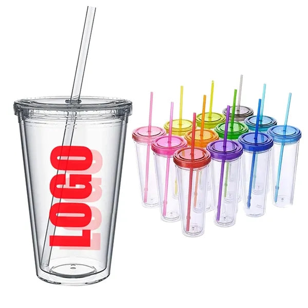 Double-layer PS Transparent Plastic Straw Cup