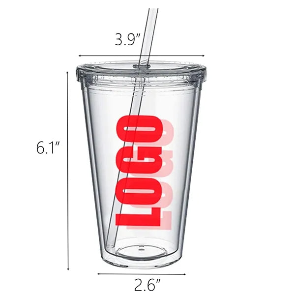 Double-layer PS Transparent Plastic Straw Cup