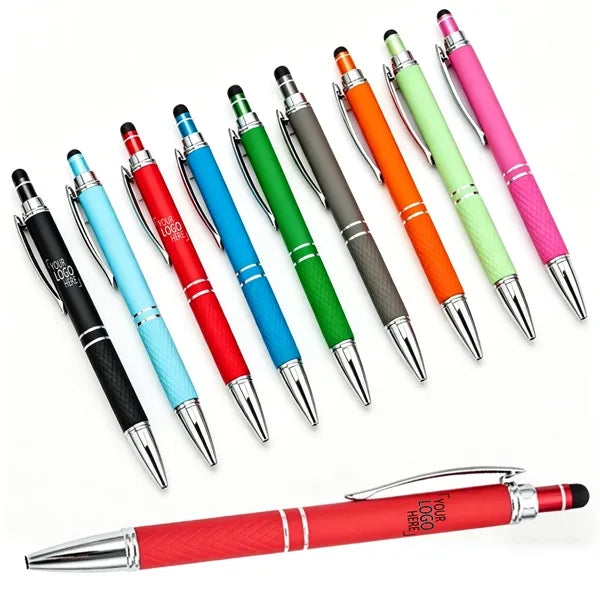 Aluminum Rubberized Textured Grip Office Stylus Pen