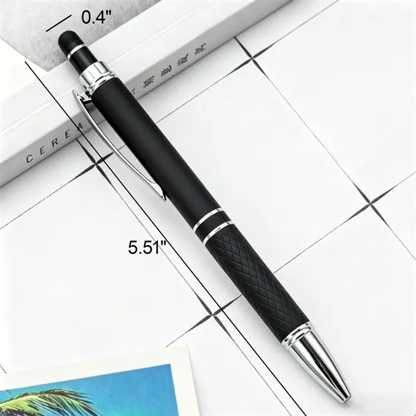 Aluminum Rubberized Textured Grip Office Stylus Pen