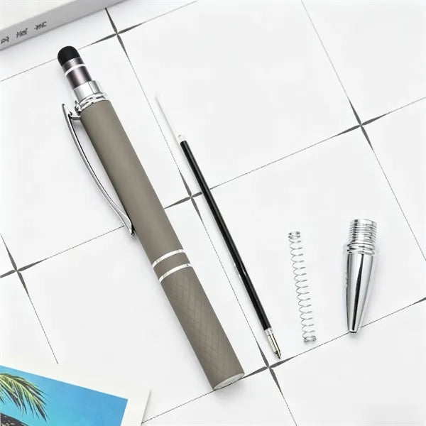 Aluminum Rubberized Textured Grip Office Stylus Pen