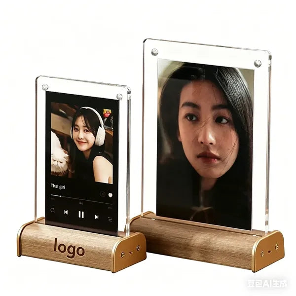 Acrylic Photo Frame, Magnetic LED Lighted Desktop Display