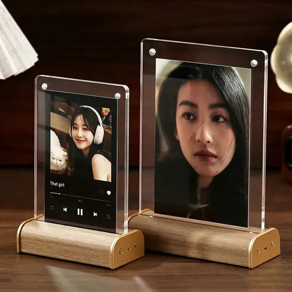 Acrylic Photo Frame, Magnetic LED Lighted Desktop Display