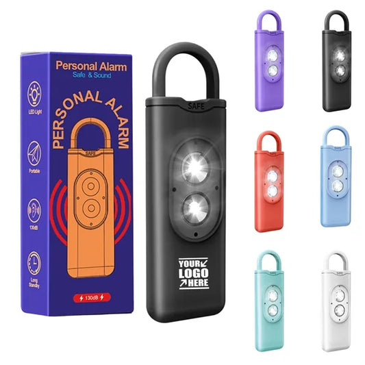 High-decibel double flashing light keychain alarm