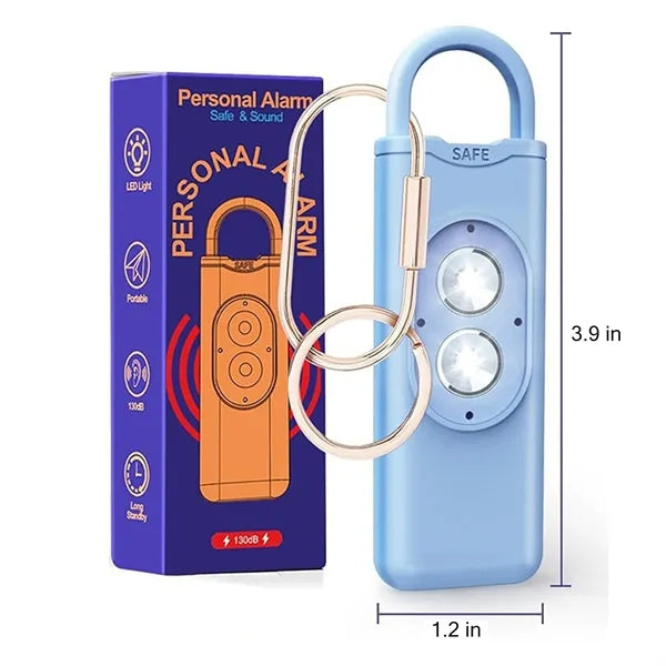 High-decibel double flashing light keychain alarm