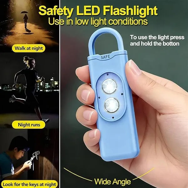 High-decibel double flashing light keychain alarm