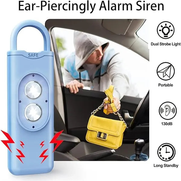 High-decibel double flashing light keychain alarm