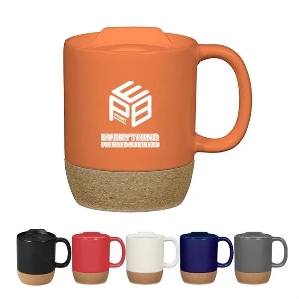 13.5oz Ceramic Mug with Cork Base and Lid