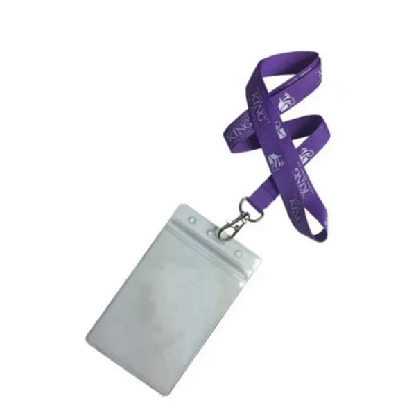 3/5" Flat Polyester Lanyard w/ Resealable Clear ID Holder
