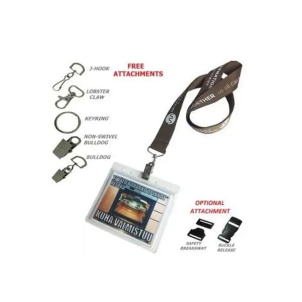 3/5" Flat Polyester Lanyard w/ Resealable Clear ID Holder