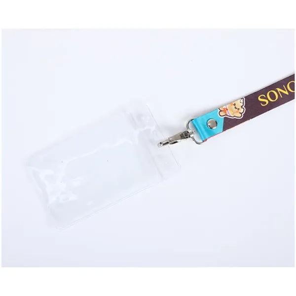 3/5" Flat Polyester Lanyard w/ Resealable Clear ID Holder