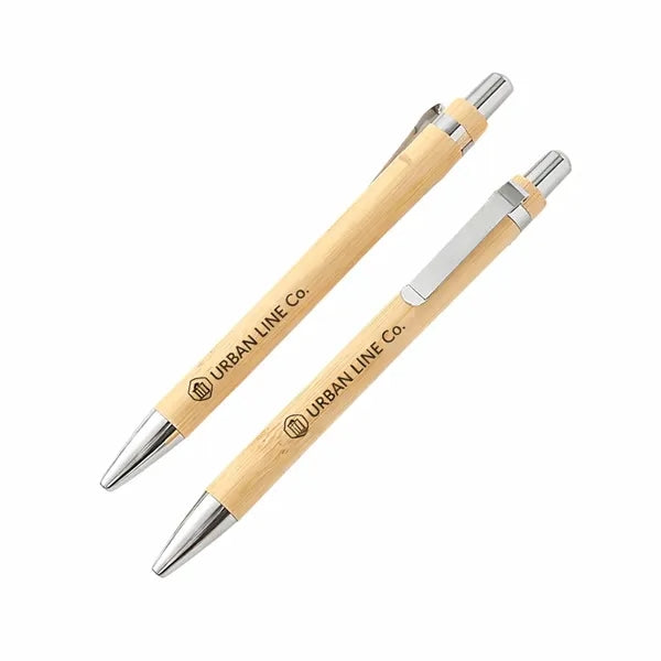 EcoClick Bamboo Ballpoint Pen with Metal Clip