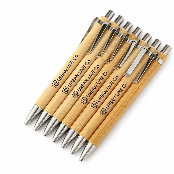 EcoClick Bamboo Ballpoint Pen with Metal Clip