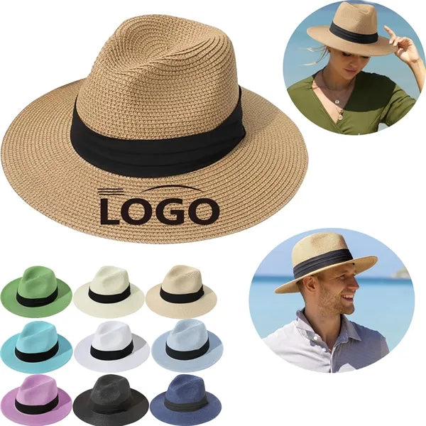 Wide-brimmed Straw Panama Rolled-brim Hat