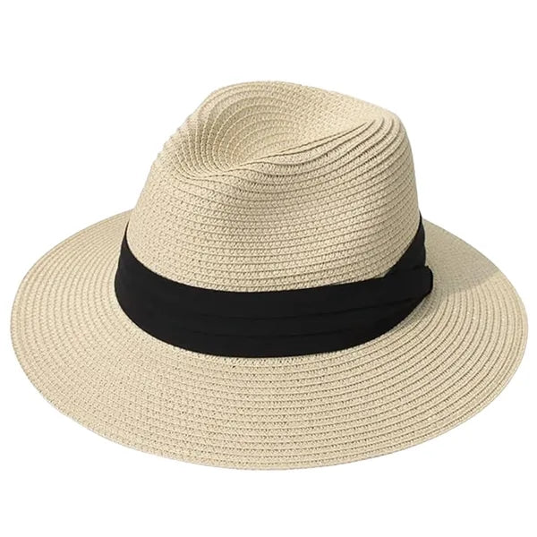 Wide-brimmed Straw Panama Rolled-brim Hat