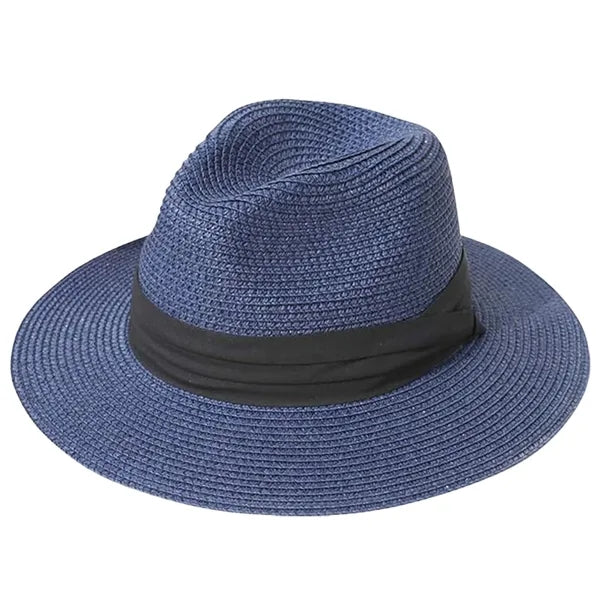 Wide-brimmed Straw Panama Rolled-brim Hat