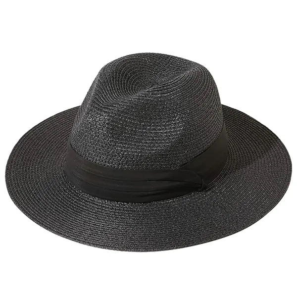 Wide-brimmed Straw Panama Rolled-brim Hat