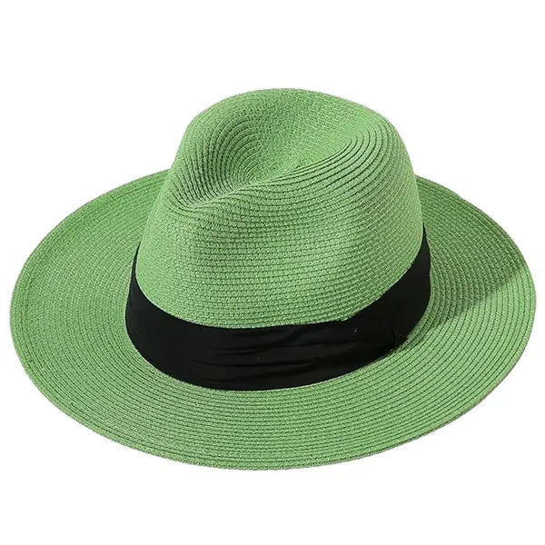 Wide-brimmed Straw Panama Rolled-brim Hat