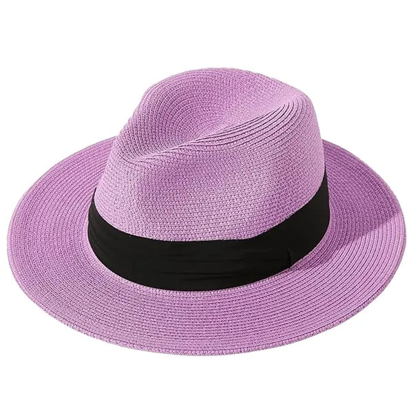 Wide-brimmed Straw Panama Rolled-brim Hat