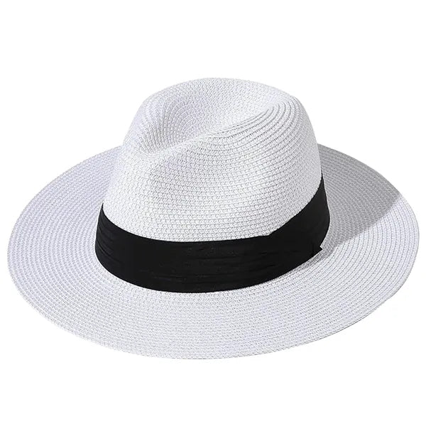 Wide-brimmed Straw Panama Rolled-brim Hat