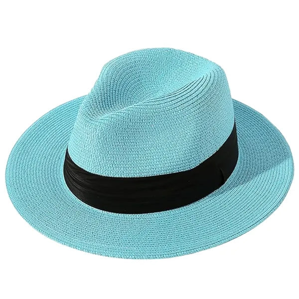 Wide-brimmed Straw Panama Rolled-brim Hat