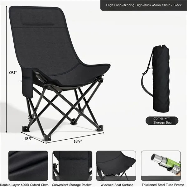 High Back Folding Camping Moon Chair Portable Outdoor Picnic