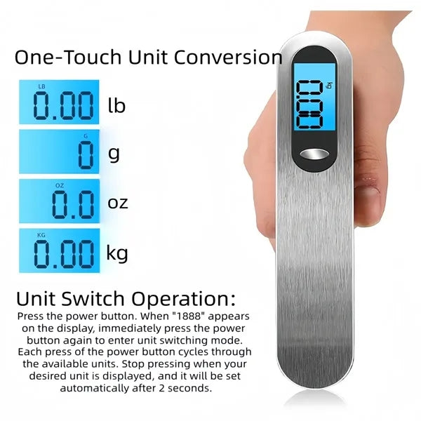 Portable Digital Luggage Scale, USB Rechargeable Hook