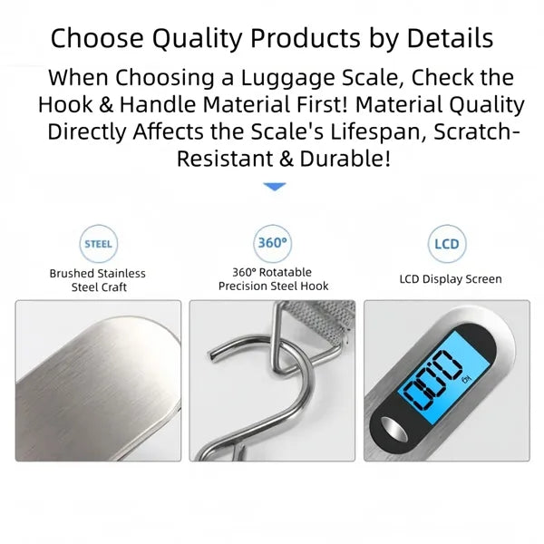 Portable Digital Luggage Scale, USB Rechargeable Hook