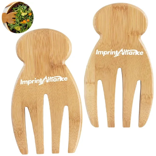 Premium Thickened Bamboo Salad Hands with Anti-Slip Rim Hook