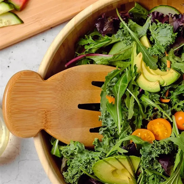 Premium Thickened Bamboo Salad Hands with Anti-Slip Rim Hook