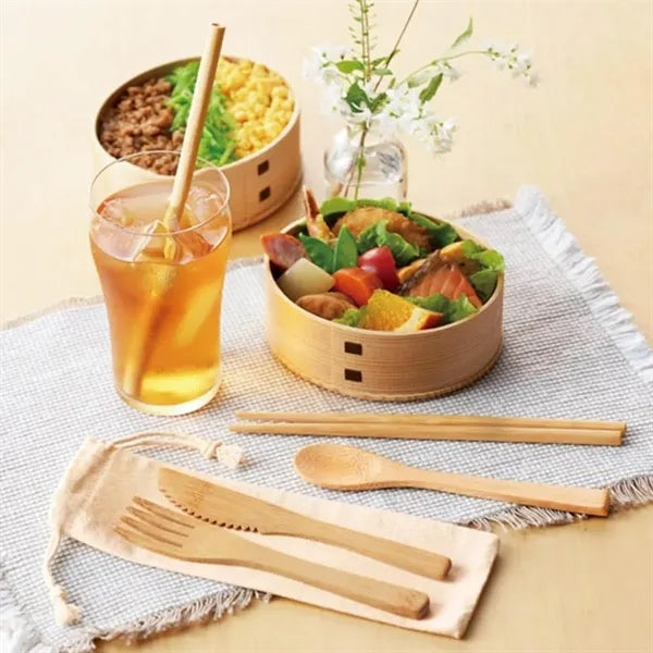7-Piece Eco-Friendly Bamboo Travel Utensil Set w/ Pouch