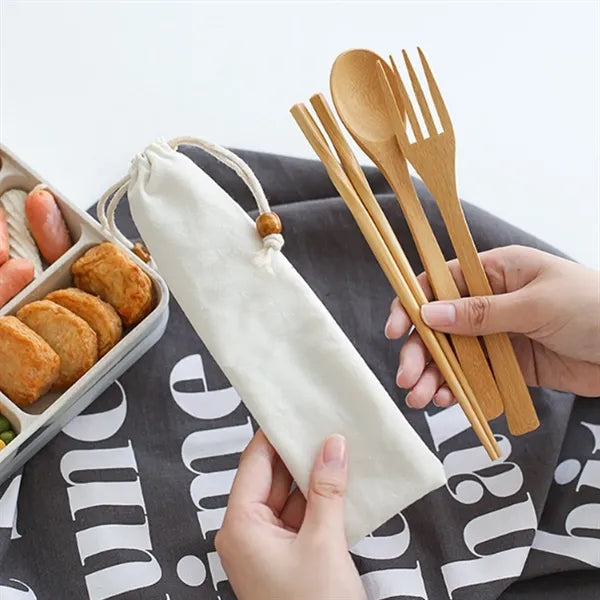 7-Piece Eco-Friendly Bamboo Travel Utensil Set w/ Pouch