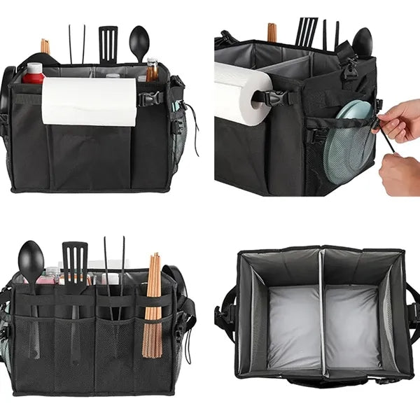 Foldable BBQ Tool Organizer & Camping Bag w/ Shoulder Strap