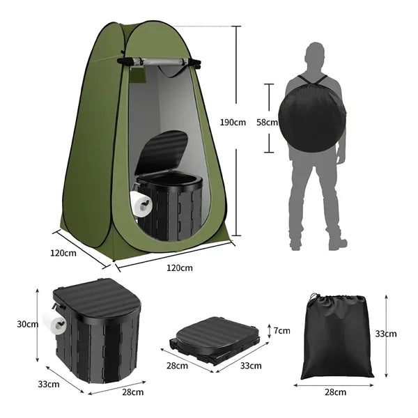 Pop Up Tent and Toilet Outdoor Bathroom Kit