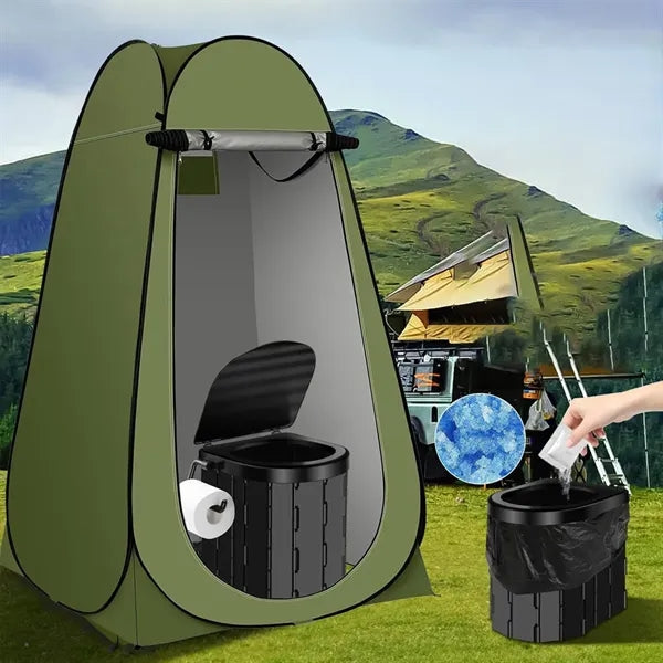 Pop Up Tent and Toilet Outdoor Bathroom Kit